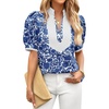 image:imageCicy Bell Womens Floral Puff Sleeve Tops Dressy Casual Boutique ShirtsNavy