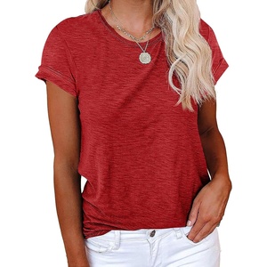 image:imageCicy Bell Womens Short Sleeve Tshirts Loose Casual Summer Basic Tees TopsDark Red