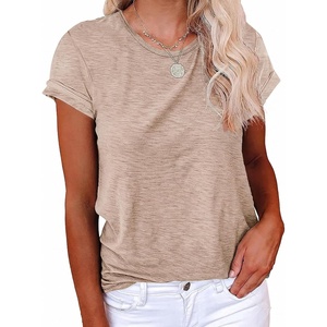 image:imageCicy Bell Womens Short Sleeve Tshirts Loose Casual Summer Basic Tees TopsLight Brown