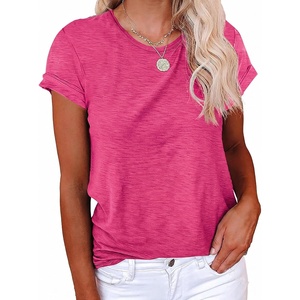 image:imageCicy Bell Womens Short Sleeve Tshirts Loose Casual Summer Basic Tees TopsRose Red