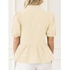 image:imageCicy Bell Women Puff Sleeve Peplum Blouse Ruffle Vneck Summer Babydoll TopsApricot