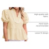 image:imageCicy Bell Women Puff Sleeve Peplum Blouse Ruffle Vneck Summer Babydoll TopsApricot
