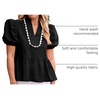 image:imageCicy Bell Women Puff Sleeve Peplum Blouse Ruffle Vneck Summer Babydoll TopsBlack