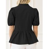 image:imageCicy Bell Women Puff Sleeve Peplum Blouse Ruffle Vneck Summer Babydoll TopsBlack
