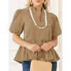 image:imageCicy Bell Women Puff Sleeve Peplum Blouse Ruffle Vneck Summer Babydoll TopsCamel