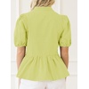 image:imageCicy Bell Women Puff Sleeve Peplum Blouse Ruffle Vneck Summer Babydoll TopsFluorescent Green