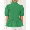 image:imageCicy Bell Women Puff Sleeve Peplum Blouse Ruffle Vneck Summer Babydoll TopsGreen