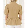 image:imageCicy Bell Women Puff Sleeve Peplum Blouse Ruffle Vneck Summer Babydoll TopsKhaki