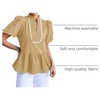 image:imageCicy Bell Women Puff Sleeve Peplum Blouse Ruffle Vneck Summer Babydoll TopsKhaki