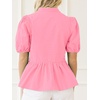 image:imageCicy Bell Women Puff Sleeve Peplum Blouse Ruffle Vneck Summer Babydoll TopsPink