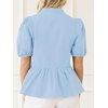 image:imageCicy Bell Women Puff Sleeve Peplum Blouse Ruffle Vneck Summer Babydoll TopsSky Blue