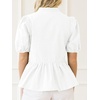 image:imageCicy Bell Women Puff Sleeve Peplum Blouse Ruffle Vneck Summer Babydoll TopsWhite