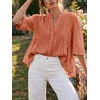 image:imageCicy Bell Womens Peplum Button Down Blouse Summer Vneck Flowy Babydoll TopsCaramel