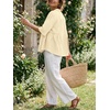 image:imageCicy Bell Womens Peplum Button Down Blouse Summer Vneck Flowy Babydoll TopsCreamy White
