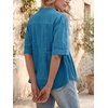 image:imageCicy Bell Womens Peplum Button Down Blouse Summer Vneck Flowy Babydoll TopsLake Blue