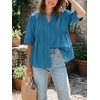 image:imageCicy Bell Womens Peplum Button Down Blouse Summer Vneck Flowy Babydoll TopsLake Blue