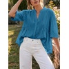 image:imageCicy Bell Womens Peplum Button Down Blouse Summer Vneck Flowy Babydoll TopsLake Blue