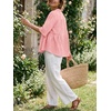 image:imageCicy Bell Womens Peplum Button Down Blouse Summer Vneck Flowy Babydoll TopsPink
