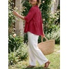 image:imageCicy Bell Womens Peplum Button Down Blouse Summer Vneck Flowy Babydoll TopsRed