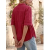 image:imageCicy Bell Womens Peplum Button Down Blouse Summer Vneck Flowy Babydoll TopsRed