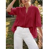 image:imageCicy Bell Womens Peplum Button Down Blouse Summer Vneck Flowy Babydoll TopsRed
