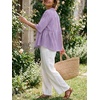 image:imageCicy Bell Womens Peplum Button Down Blouse Summer Vneck Flowy Babydoll TopsViolet
