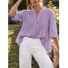 image:imageCicy Bell Womens Peplum Button Down Blouse Summer Vneck Flowy Babydoll TopsViolet