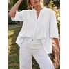 image:imageCicy Bell Womens Peplum Button Down Blouse Summer Vneck Flowy Babydoll TopsWhite