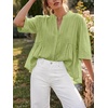 image:imageCicy Bell Womens Peplum Button Down Blouse Summer Vneck Flowy Babydoll TopsYellow Green