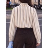 image:imageCicy Bell Womens Striped Button Down Shirts Ruffle Color Block BlousesBeige