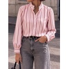image:imageCicy Bell Womens Striped Button Down Shirts Ruffle Color Block BlousesLight Pink