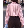 image:imageCicy Bell Womens Striped Button Down Shirts Ruffle Color Block BlousesLight Pink