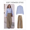 image:imageCicy Bell Womens Striped Button Down Shirts Ruffle Color Block BlousesWine Red
