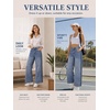 image:imageCicy Bell Womens Wide Leg Jeans Side Striped High Waisted Denim PantsLight Blue