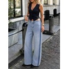 image:imageCicy Bell Womens Wide Leg Jeans Side Striped High Waisted Denim PantsLight Blue