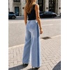 image:imageCicy Bell Womens Wide Leg Jeans Side Striped High Waisted Denim PantsLight Blue