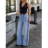 image:imageCicy Bell Womens Wide Leg Jeans Side Striped High Waisted Denim PantsSky Blue
