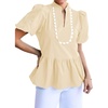image:imageCicy Bell Women Puff Sleeve Peplum Blouse Ruffle Vneck Summer Babydoll TopsApricot