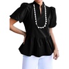 image:imageCicy Bell Women Puff Sleeve Peplum Blouse Ruffle Vneck Summer Babydoll TopsBlack