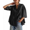 image:imageCicy Bell Womens Peplum Button Down Blouse Summer Vneck Flowy Babydoll TopsBlack