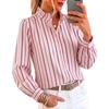 image:imageCicy Bell Womens Striped Button Down Shirts Ruffle Color Block BlousesLight Pink