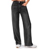image:imageCicy Bell Womens Wide Leg Jeans Side Striped High Waisted Denim PantsBlack