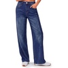 image:imageCicy Bell Womens Wide Leg Jeans Side Striped High Waisted Denim PantsDark Blue