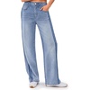 image:imageCicy Bell Womens Wide Leg Jeans Side Striped High Waisted Denim PantsLight Blue