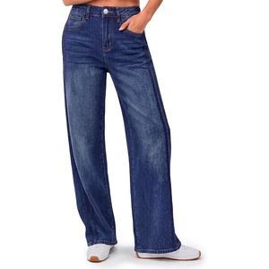 image:imageCicy Bell Womens Wide Leg Jeans Side Striped High Waisted Denim PantsDark Blue