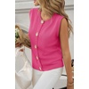 image:imageCicy Bell Womens Cropped Sweater Vests Sleeveless Button Up Knit Tank TopsHot Pink