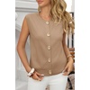 image:imageCicy Bell Womens Cropped Sweater Vests Sleeveless Button Up Knit Tank TopsKhaki