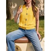 image:imageCicy Bell Womens Cropped Sweater Vests Sleeveless Button Up Knit Tank TopsYellow