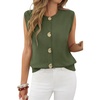 image:imageCicy Bell Womens Cropped Sweater Vests Sleeveless Button Up Knit Tank TopsArmy Green
