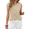 image:imageCicy Bell Womens Cropped Sweater Vests Sleeveless Button Up Knit Tank TopsBeige